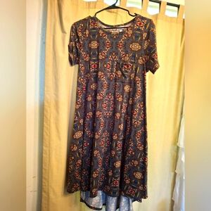 LuLaRoe High Low Dress - Blue and Red Pattern Size Small